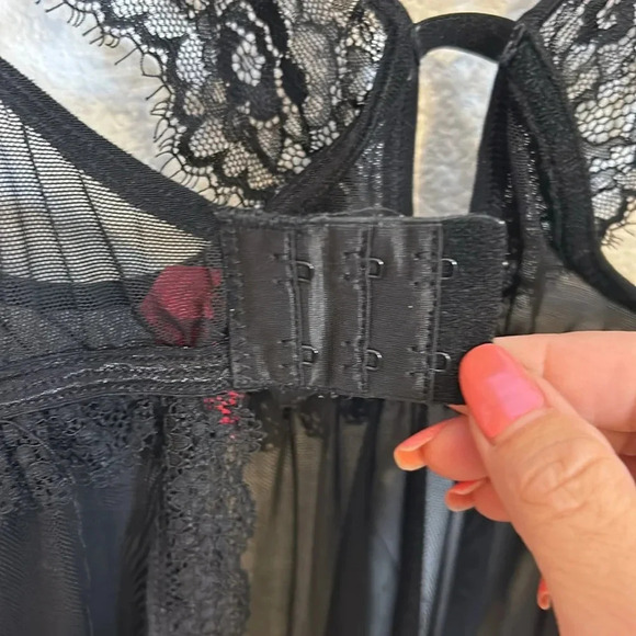 Sexy 2 Piece Babydoll Set / Lace & Mesh Open Cups Off The Shoulder Detail 1X/2X - Picture 6 of 10